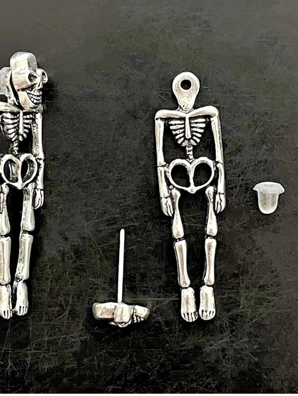 Skeleton Drop Earrings in Silver Like New